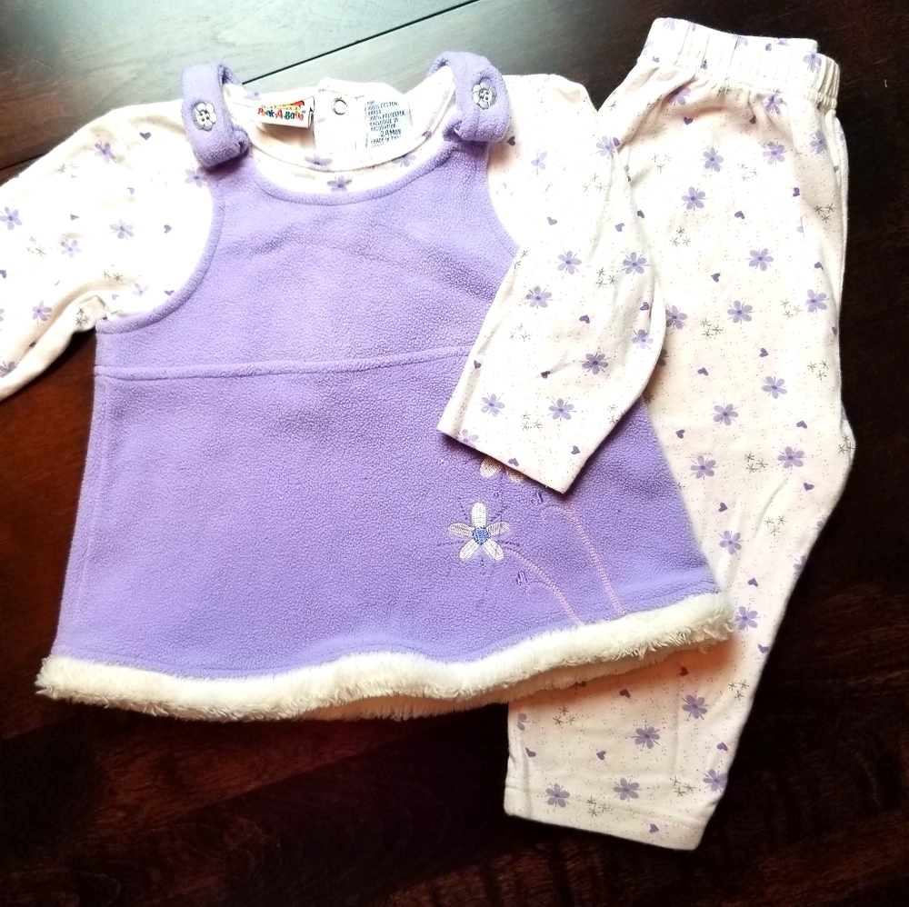 COPY - Peek-A-Babe purple fleece 2pc outfit, 24M